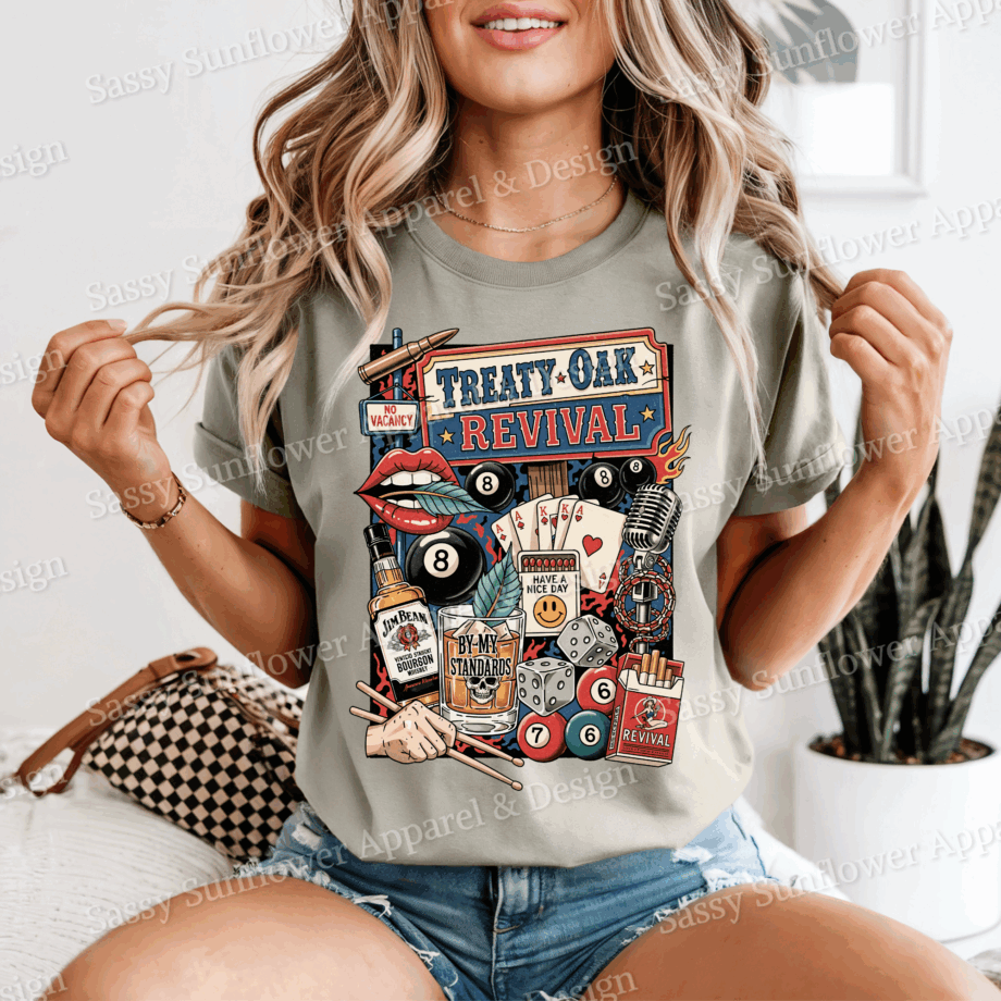 Great Oak Revival Patchwork Tee - Comfort Colors 1717 Tee