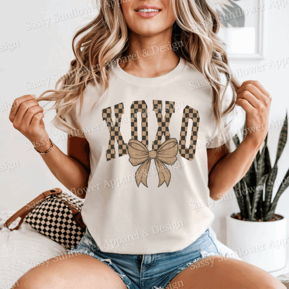 XOXO Western Bow Girl Tee - Comfort Colors 1717 Tee
